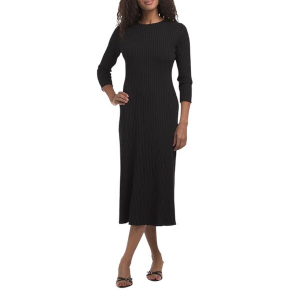 VINCE Dresses & Skirts - VINCE Black Three-quarter Sleeve Crew Neck Dress
